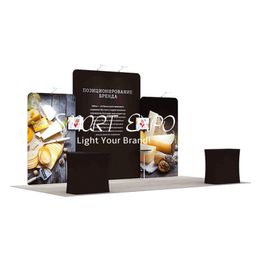 Portable Exhibit Displays 10x20ft for Advertising Display with Frame Kits Custom Full Color Printed Graphics Carry Bag
