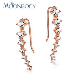 Stud Moonrocy Drop Rose Gold Farbe Silber Seven Sterne Cubic Zirkonia Modeschmuck Kristall Ohrringe für Frauen Geschenk