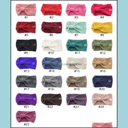 Headbands Hair Jewellery Ins 25 Colours Girls Knitted With Buttons Face Mask Hairbands Crochet Twist Headwear Headwrap Women Drop Delivery 2021