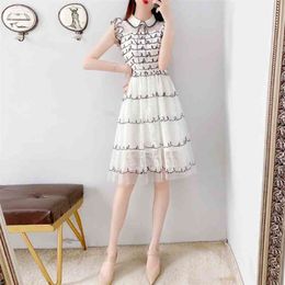 Water-soluble lace dress summer temperament ladies are thin Sheath Office Lady Polyester Zippers 210416