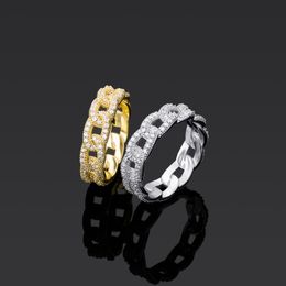 Brand Designer S925 Silver Rings Men Women Fashion 14K Real Gold Plated Cuba Ring European and American Male Hiphop Bling 3A Cubic Zirconia Men's Finger Rings
