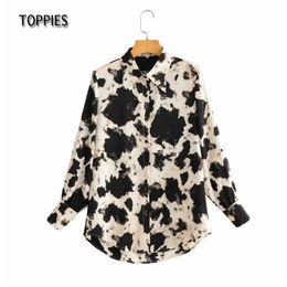 Womens Casual Leopard Print Shirt Long Sleeve Buttons Loose Office Lady Blouse 210421
