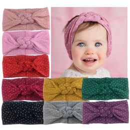 Dot Polka Sailor Knots Baby Bow Nylon Headband Kid Twisted Top Cross Knot Nylon Headbands For Girls Turban Head wraps