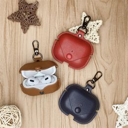 Business Holster Leather Wireless Bluetooth Storage Box Protector Cases For Apple AirPods Headphone Case Cover With Hook Shockproof Retro Earbuds Bag