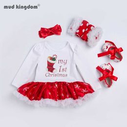 Mudkingdom born Baby Girl Clothes Sets Tutu Dress Christmas Outfits 4Pcs 210615