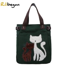 Cute Cartoon Cat Tote Bag for Women Large Capacity Canvas Handbag Lady Style Shoulder Female Crossbody