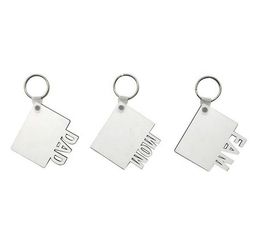 Sublimation MOM DAD FAM Keychains Party Favor DIY Blank MDF Key Rings for Mother and Father gift