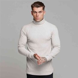 Autumn New Men's Turtleneck Sweaters Male Solid Slim Fit Knitted Pullovers Fashion Casual Sweaters Knitwear Pull Homme 210421