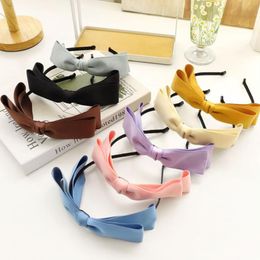 New Vintage Headband For Women Big Bowknot Simple Classic Hairband Solid Color Casual Headwear Adult Hair Accessories