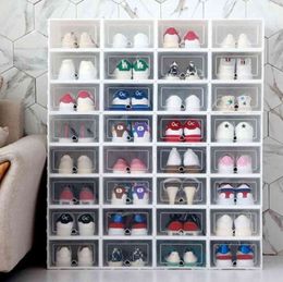 1pc Home Shoes Box Foldable Clear Storage Plastic Stackable Shoe Organiser Stacking Space Saving Master