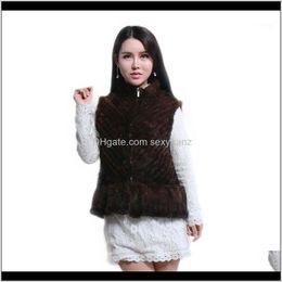 Womens Faux Fur Women Short Knitted Vest Fashion Stand Collar Mink Leather Vests1 Qazvq Qmkyu