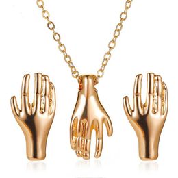 Earrings & Necklace Sell Hand Shaped Jewellery Set For Women Girls Fashion Design Stud Earring Pendant Birthday Gifts