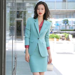 Business Ladies Skirt Suits High Quality Autumn and Winter Long-sleeved Elegant Workwear Jacket Casual Trousers 210527