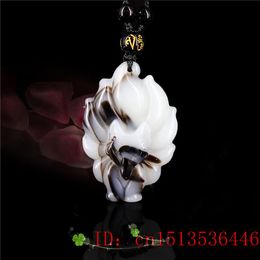 Jade Nine-tailed fox Pendant Men Charm Gifts Amulet Jadeite Jewellery Natural Women Fashion Necklace Chinese for Carved