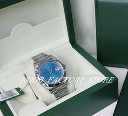 Men's Watches Factory Sales Classic Automatic Movement 41MM MENS WHITE GOLD BLUE ROMAN MODEL #116334 Wristwatch With Original Box Super Luminous Diving Watch