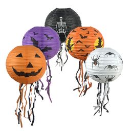 Halloween Decoration LED Paper Pumpkin Light 25cm Hanging Lanterns Lamp Event Props Outdoor Party Supplies Factory Price 5 Colours