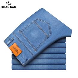 SHAN BAO Straight Loose Lightweight Stretch Jeans Summer Classic Style Business Casual Young Men's Thin Denim 211108