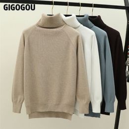 GIGOGOU Turtleneck Women Sweater Winter Warm Female Jumper Thick Christmas Sweaters Ribbed Knitted Pullover Top Pull Hiver Femme 210805