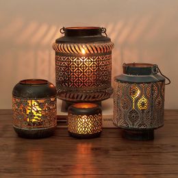 Candle Holders Vintage Nordic Holder Tea Light Moroccan Lanterns Hanging Metal Decoracion Hogar Table Centrepieces DL60ZT