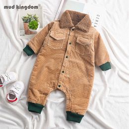 Mudkingdom Baby Jumpsuits Toddler Winter Overalls Infant Kids Corduroy Rompers Sherpa Lined Girls Jumpsuit 210615