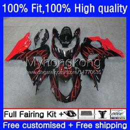 Injection Fairings For SUZUKI K9 GSXR 1000 CC 1000CC 09-16 28No.19 Red flames GSX-R1000 GSXR1000 09 10 11 12 13 14 15 GSXR-1000 2009 2010 2011 2012 2013 2015 2016 OEM