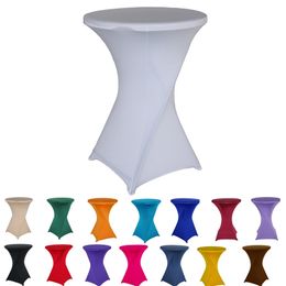 Stretch Round Tablecloth Cocktail Spandex Cloth Bar el Wedding Party White Cover 60/70/80cm Diameter Multi-color 211103