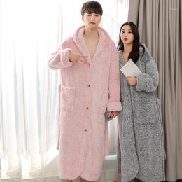 Women's Sleepwear Night Gown Winter Bathrobes Women Thickened Lengthened Pajamas Bathrobe Couple Robes Plus Fertilizer Increase Bridal Robe