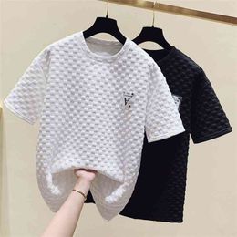 WWENN Women Summer Harajuku Loose Long T Shirt O-Neck Punk TShirt Casual Sleeve Streetwear Tops Black White 210507