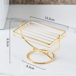 Fashion Soap Plate Body Cleaning 304 Stainless Steel Gold Colour Hotel Bath Tools Soaps Dish Draining Rack