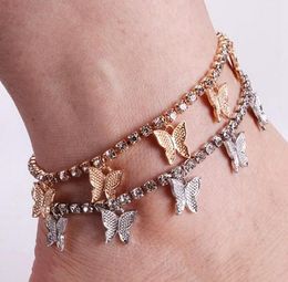 Rhinestone Small Butterfly Anklets Simple Temperament Claw Chain Tassel Foot Ornaments Stylish Beach Ornament Anklet for Women Wholesale