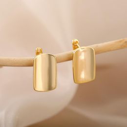 Hoop & Huggie Square Geometric For Women Men Studs Stainless Steel Ear Barbell Stud Earring Jewellery Minimalist Boho