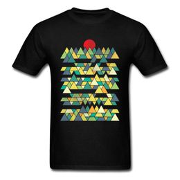 Мужские футболки футболка горный пейзаж тройник рубашки модная футболка мужчина топы лето / осень хлопчатобумажная ткань геометрическая одежда