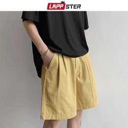 LAPPSTER Men Vintage Japanese Cargo Running Shorts Summer Mens Streetwear Fashions Harajuku Sweat Male Loose Joggers 210714