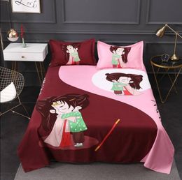 Love You a Million Years Household Sheets Textile Bedding Bed Sheet Bedspread Mattress Section Dust Cover With Pillowcase F0221 210420