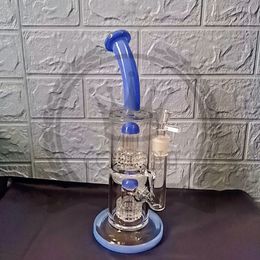 Bong Double Recycler Bongs Slitted Donut Perc Oil Dab Rigs Sidecar Glass Water Pipes 14mm Joint With Bowl