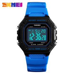 SKMEI 1496 Men Digital Wristwatches Waterproof Alarm Student Sports Outdoor Stopwatch 12/24 Hour Clock Watches Relogio Masculino X0524