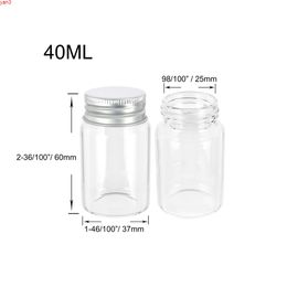 40ml Mini Transparent Glass Bottles with Silver Screw Cap Aluminum Cover 40cc Cute Jars Vials DIY Craft 24pcshigh qty
