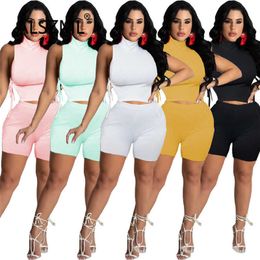 Women O Neck Shorts Set Casual Slim Sexy Clubwear Tracksuit Two Piece Outfit Active Sweatsuit Outfit X0709