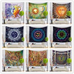 Sun God Tapestry Psychedelic Mandala Wall Hanging Elegant Boho Hippie Tapestries Nordic Home Decor 210609