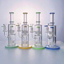 11 Inch Mobius Stereo Matrix Perc Heady Glass Water Pipes Hookahs 14mm Female Joint 5mm Thick Recycler Birdcage 4 Colors Oil Dab Rig