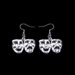 New Fashion Handmade 31*23mm Comedy Tragedy Masks Earrings Stainless Steel Ear Hook Retro Small Object Jewelry Simple Design For Women Girl Gifts