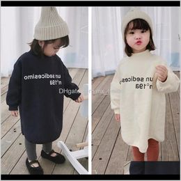 Dresses Baby Clothing Baby, & Maternity Drop Delivery 2021 Autumn Winter Korean Style Girls Fleece Long Sleeve Hoodies Dress 2-6 Years Kids W