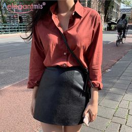 Aelegantmis Cotton Women Blouses Fashion Loose Long Sleeve Office Blouse Shirt Female Casual Tops Ladies Plus Size Blusas 210607