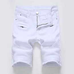 Summer Men's Denim Shorts Street Clothing Trend Personality Slim Short Jeans White Red Black Male Brand Clothes 210622