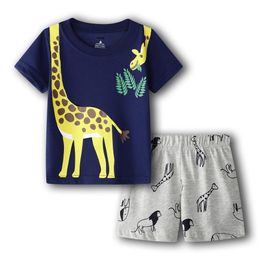 Giraffe Clothes Suit For Boy 6 9 12 18 24 Month Summer Baby Tee Shirts Shorts Pants 2-Pieces Sets Outfits Cotton Tops Jumpsuits 210413