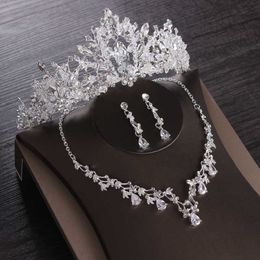 Jewelry Sets Luxury designer Bracelet Heart Crystal Bridal Wedding Cubic Zircon Crown Tiaras Earring Choker Necklace Set African Beads