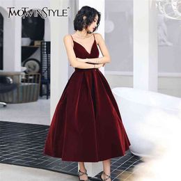 Sexy Velvet Women Party Dress V Neck Spaghetti Strap High Waist Backless Elegant Dresses Female Clothing 210520