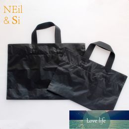Black Plastic Handle Gift Bag Clothes Mall Store Shopping Wedding Party Favor Packaging Bags Free