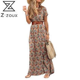 Women Dress V-Neck Plus Size Print Dresses Vintage Sexy Long Bohemian Summer Clothes Fashion 210513