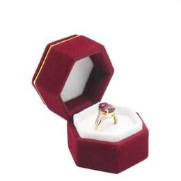 Hexagon Ring Box Jewellery Display Holder Velvet Ring Storage Box Fashione Earings Jewellery Box Wholesale Joyero